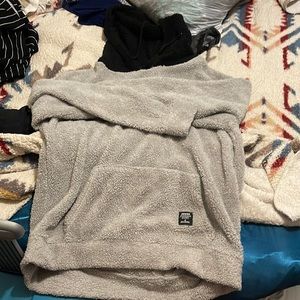 Grey and black Sherpa fleece hoodie